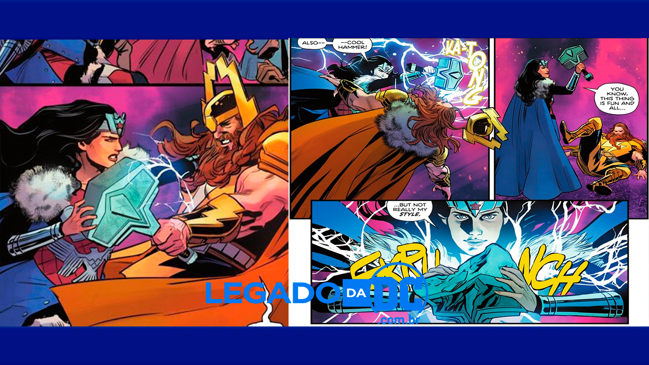 Mulher Maravilha destrói o martelo de Thor, da DC, nos quadrinhos