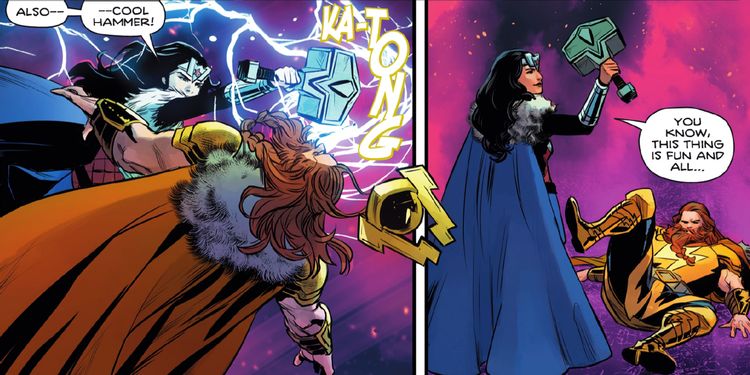 Marvel; Mulher-Maravilha humilhou o Thor da DC Comics e esmagou seu martelo; confira