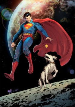 arte incrível do superman e krypto